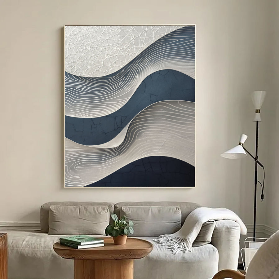 3D-Textured Art | Blue Wave Relief