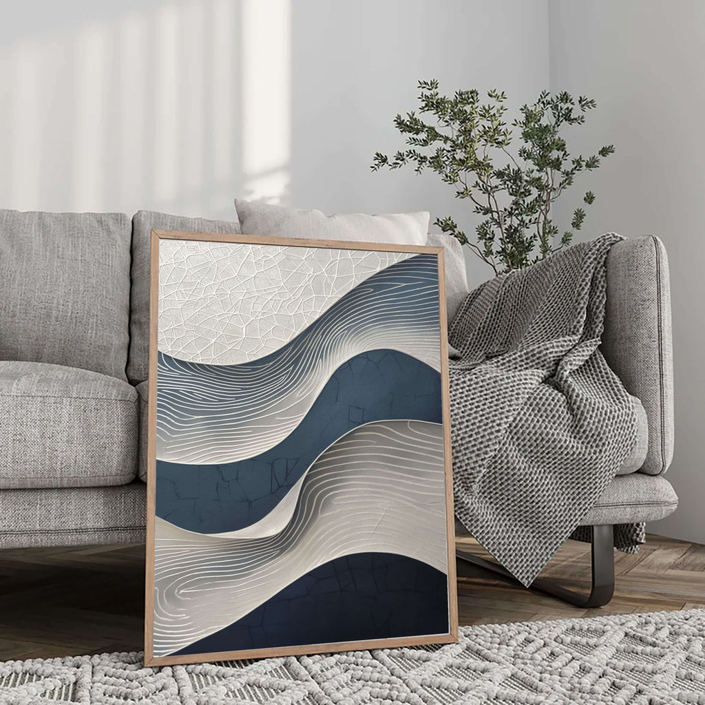 3D-Textured Art | Blue Wave Relief