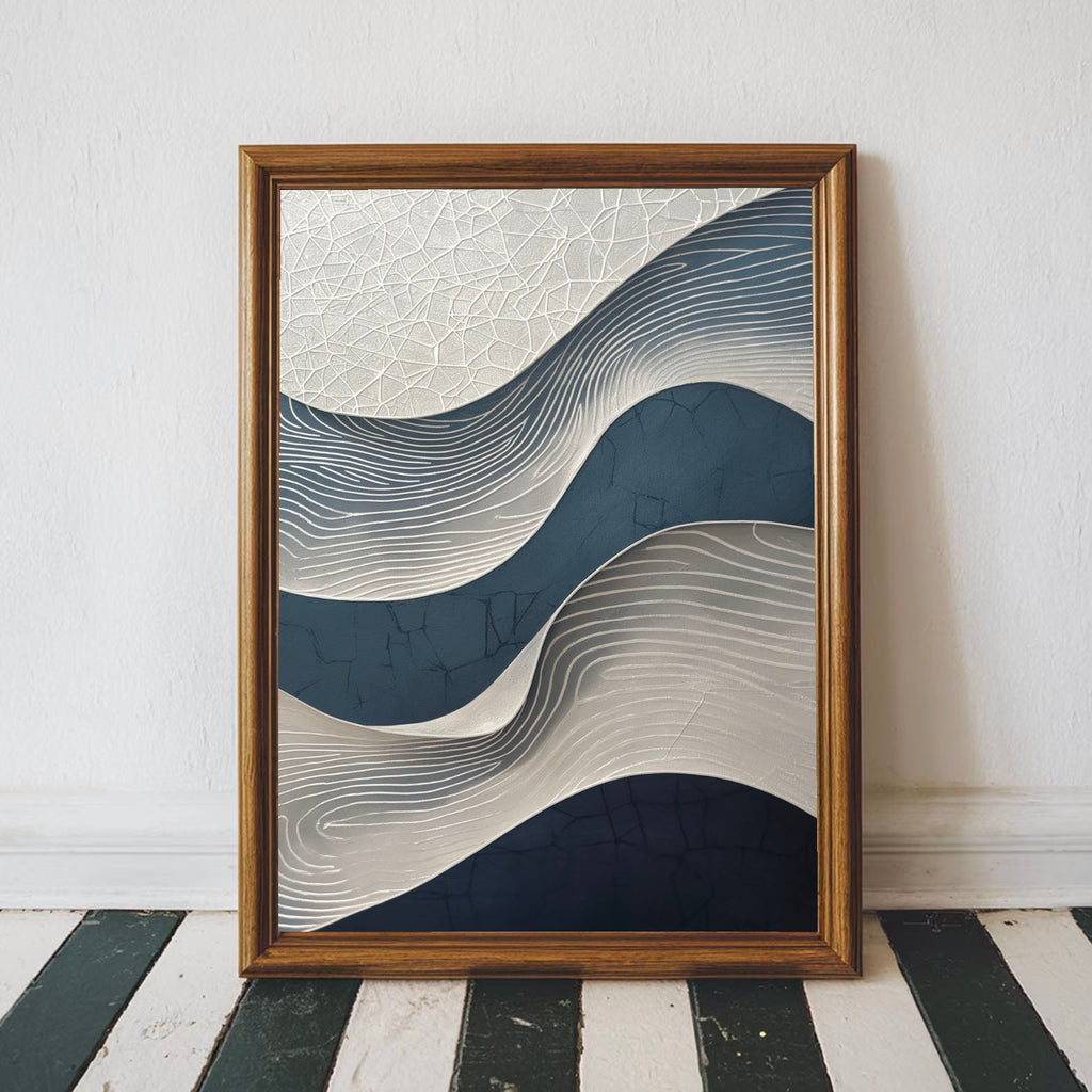 3D-Textured Art | Blue Wave Relief