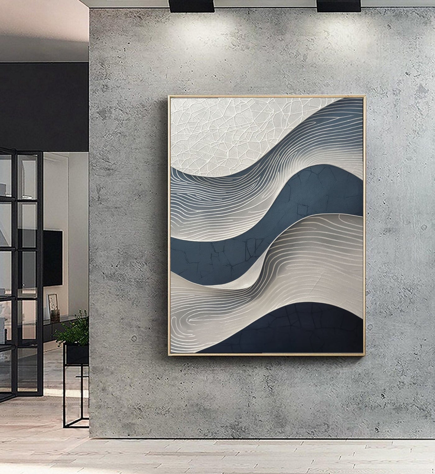 3D-Textured Art | Blue Wave Relief