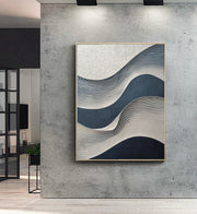 3D-Textured Art | Blue Wave Relief