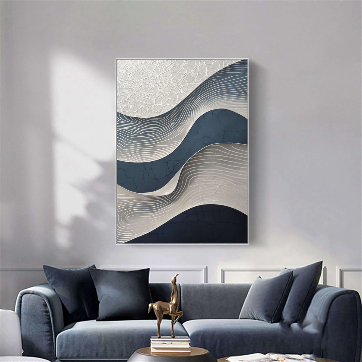 3D-Textured Art | Blue Wave Relief