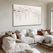 3D-Textured Art | White Cascading Blossoms