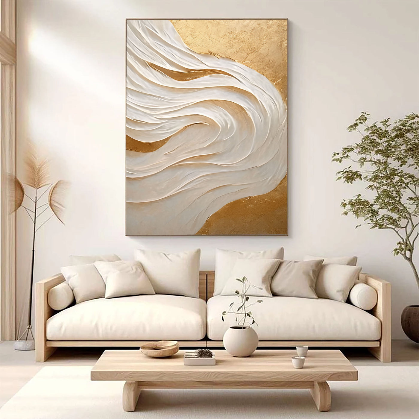 3D-Textured Art | Golden Wave Flow
