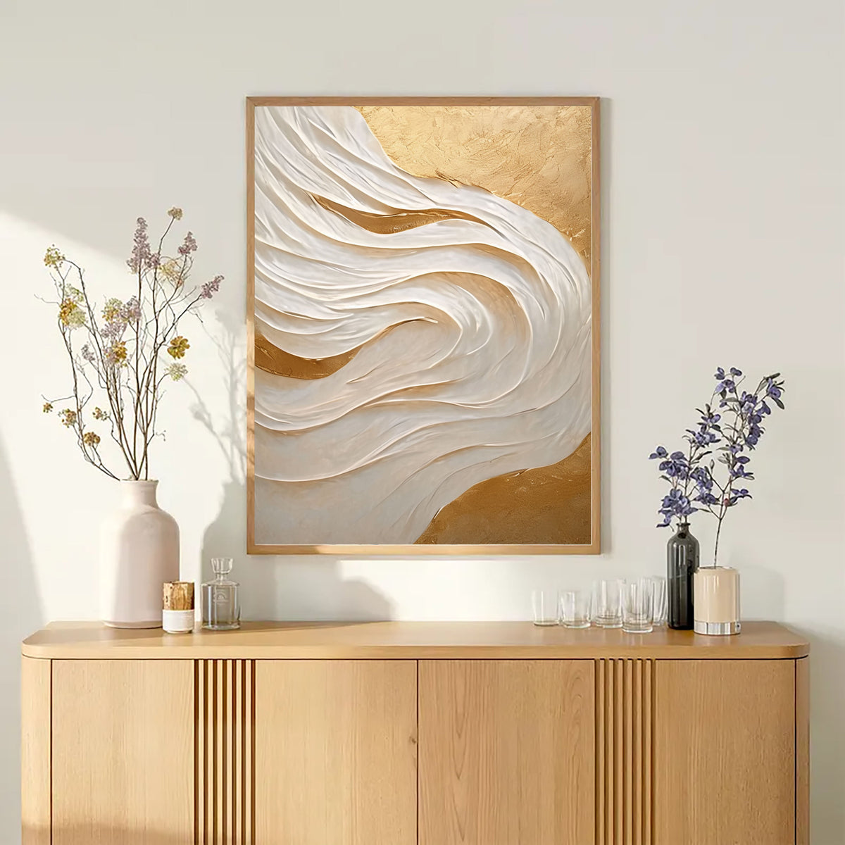 3D-Textured Art | Golden Wave Flow