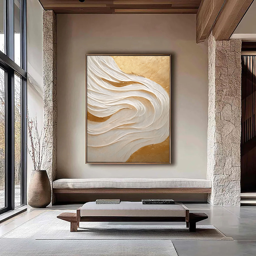 3D-Textured Art | Golden Wave Flow