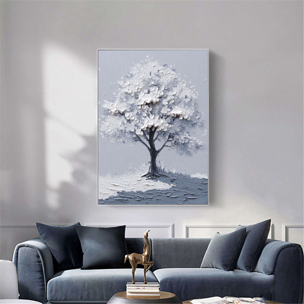 3D-Textured Art | Textured White Blossom Tree