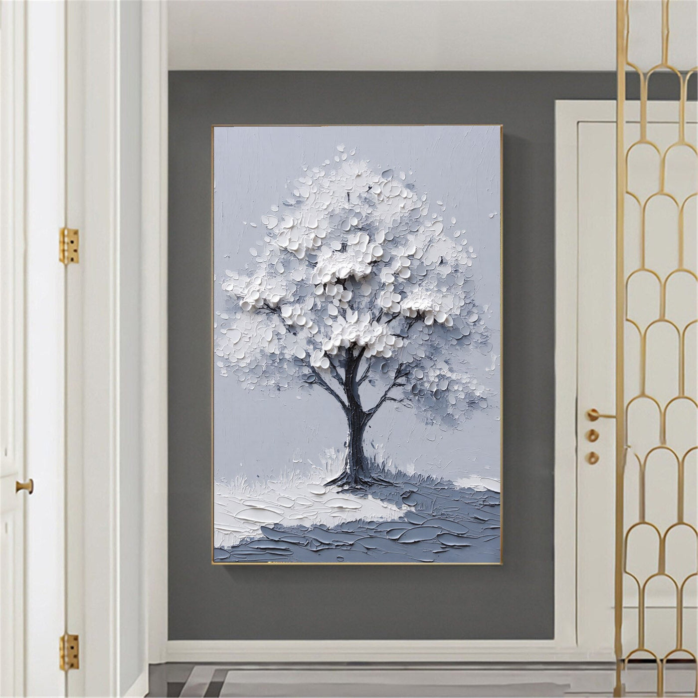 3D-Textured Art | Textured White Blossom Tree