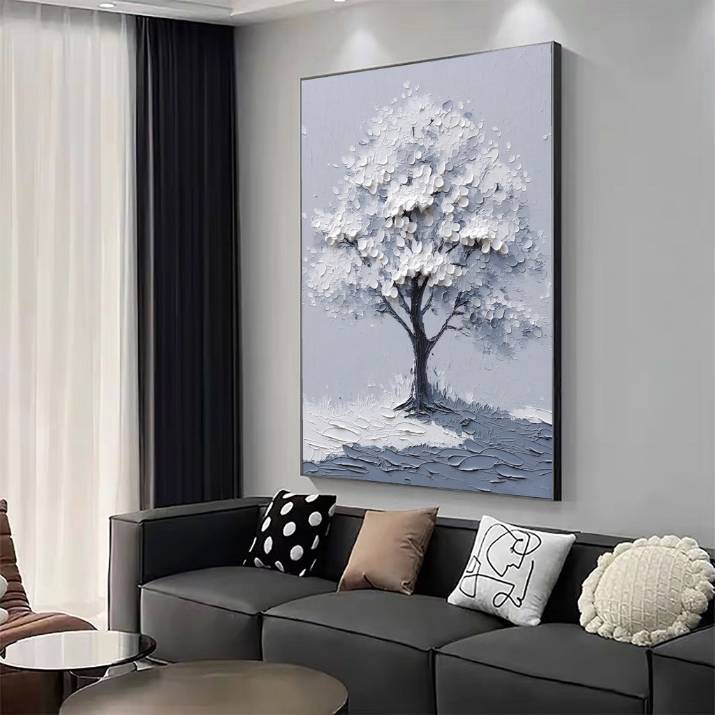 3D-Textured Art | Textured White Blossom Tree