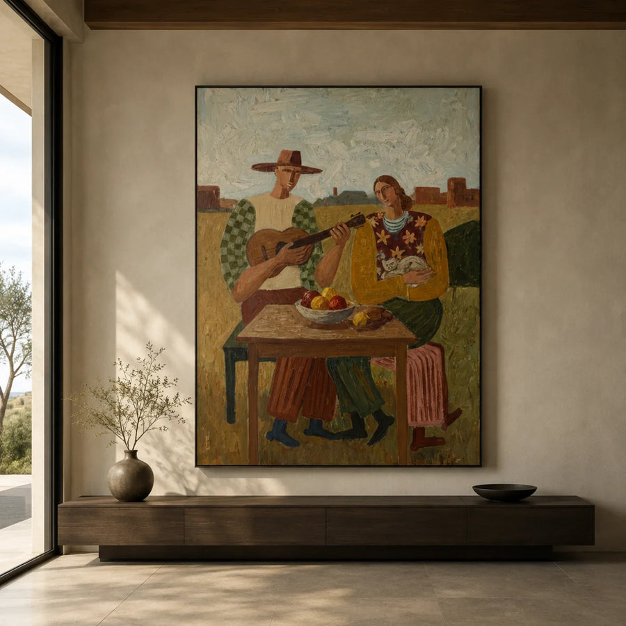 Vintage Americana Art | Prairie Folk Guitar Serenade-1