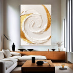 Contemporary Luxe Art | Gilded White Swirl