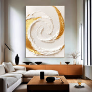 Contemporary Luxe Art | Gilded White Swirl