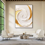 Contemporary Luxe Art | Gilded White Swirl