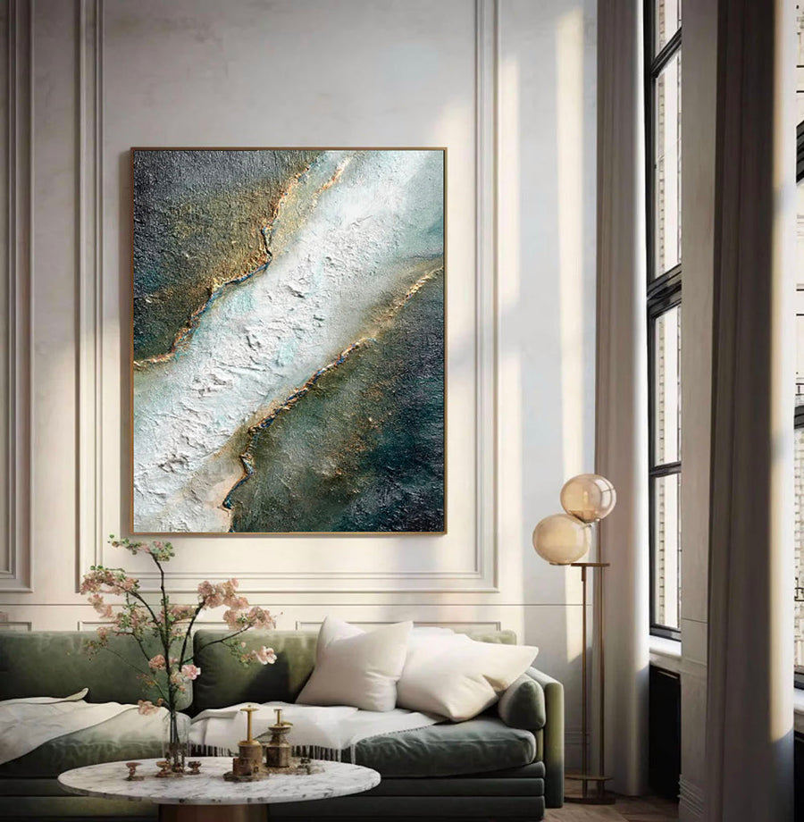 3D-Textured Art | Gilded Cracked Flow