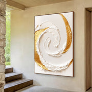 Contemporary Luxe Art | Gilded White Swirl