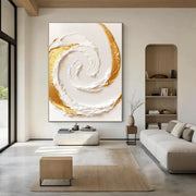 Contemporary Luxe Art | Gilded White Swirl