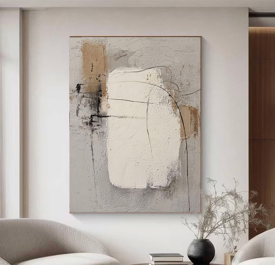3D-Textured Art | Neutral Block Lines