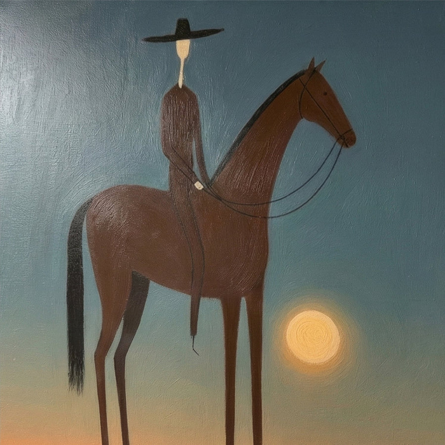Vintage Americana Art | Sunset Rider Silhouette