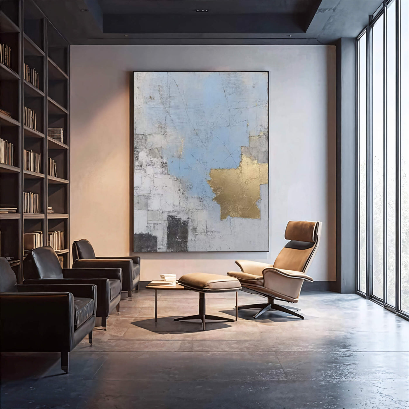 Contemporary Luxe Art | Gilded Blue Collage