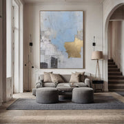 Contemporary Luxe Art | Gilded Blue Collage