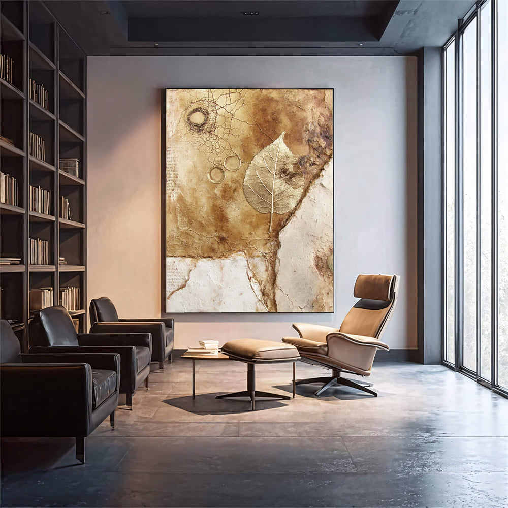 Contemporary Luxe Art | Gilded Leaf Relic