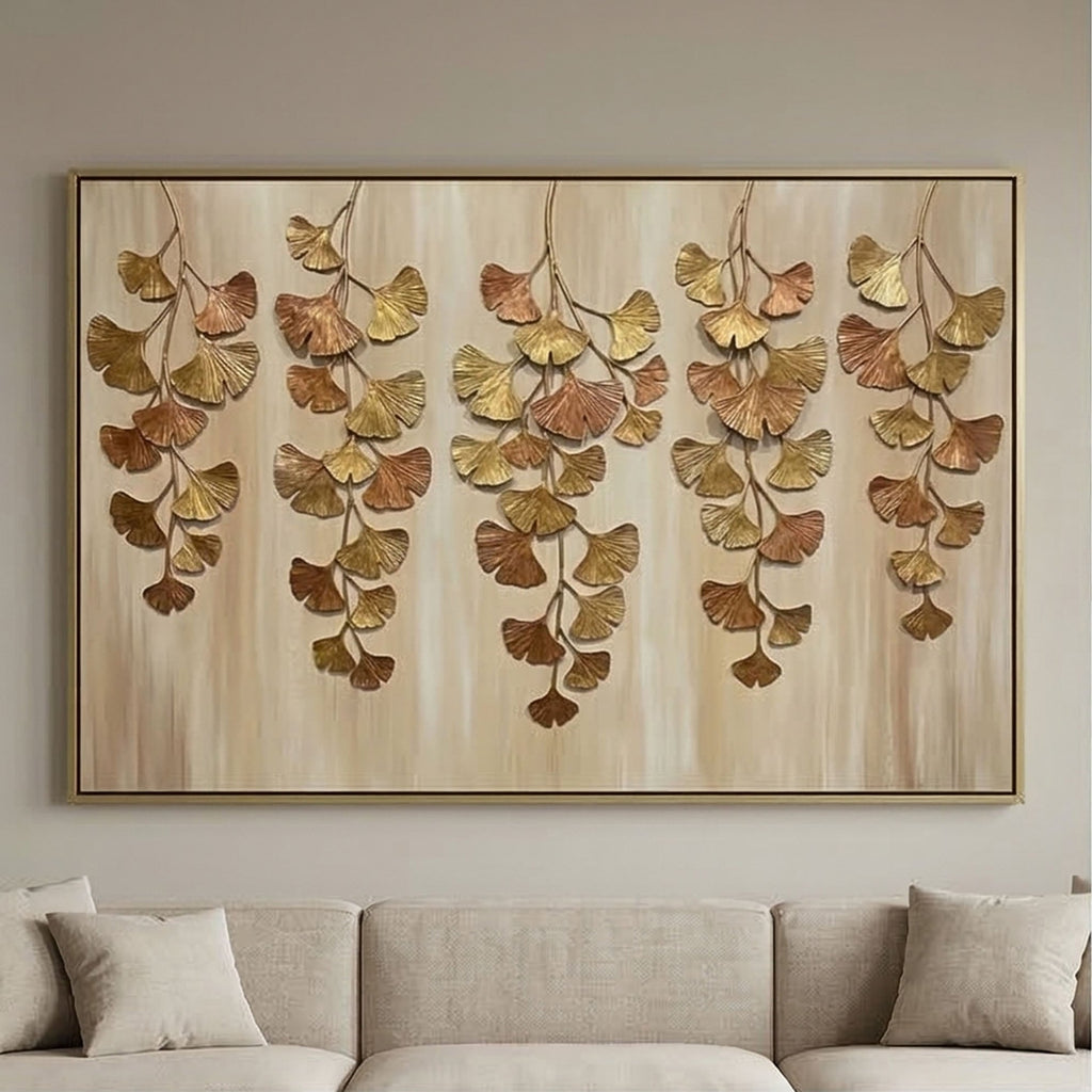 Contemporary Luxe Art | Gilded Ginkgo Cascade