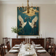 Impressionist Art | Golden Moon Cranes