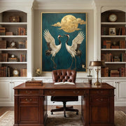 Impressionist Art | Golden Moon Cranes