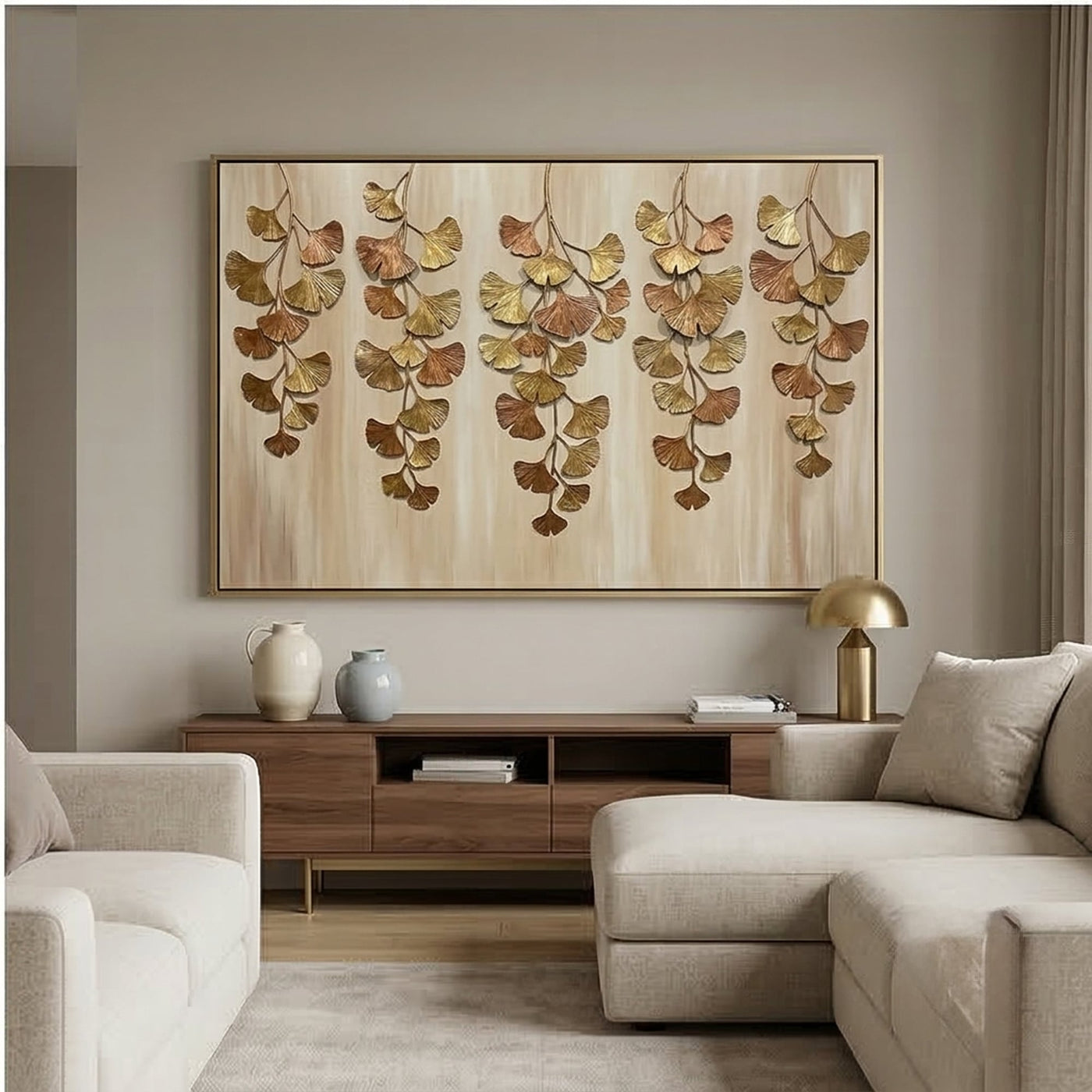 Contemporary Luxe Art | Gilded Ginkgo Cascade