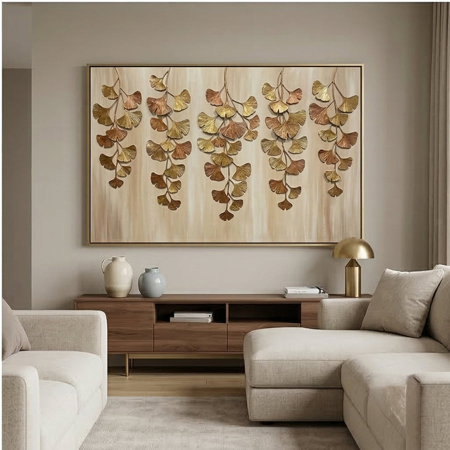 Contemporary Luxe Art | Gilded Ginkgo Cascade
