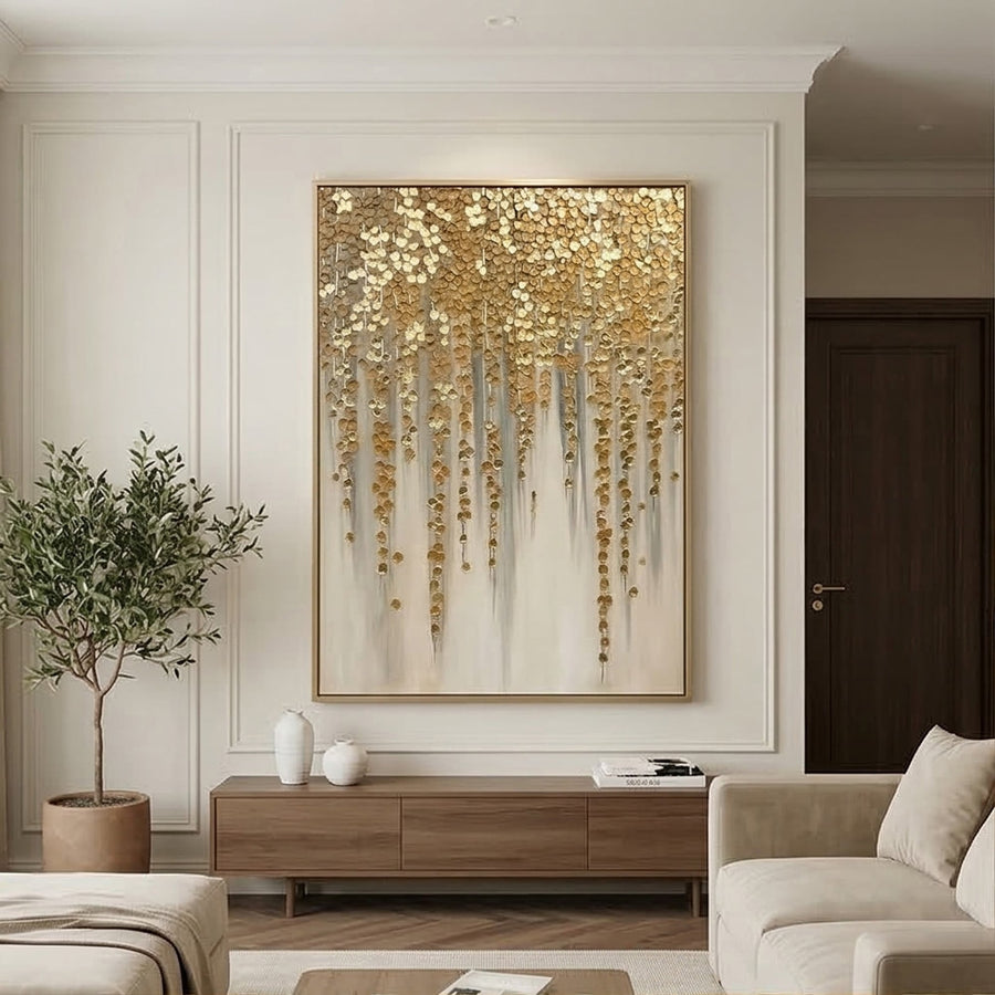 Contemporary Luxe Art | Golden Petal Falls