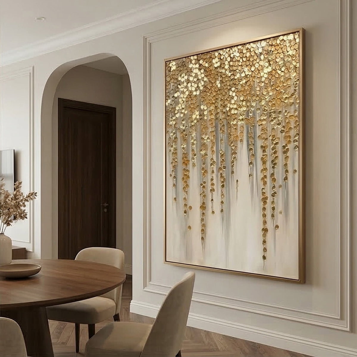 Contemporary Luxe Art | Golden Petal Falls