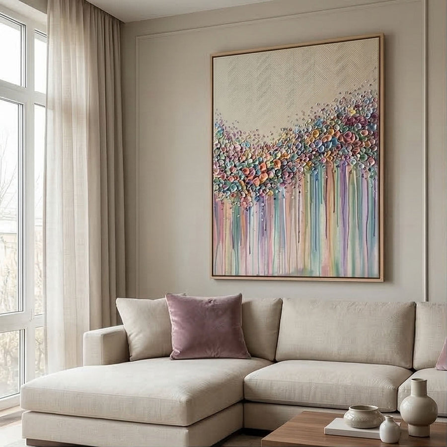 3D-Textured Art | Petal Cascade Glow - D