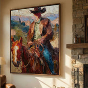 Vintage Americana Art | Crimson Steed Rider