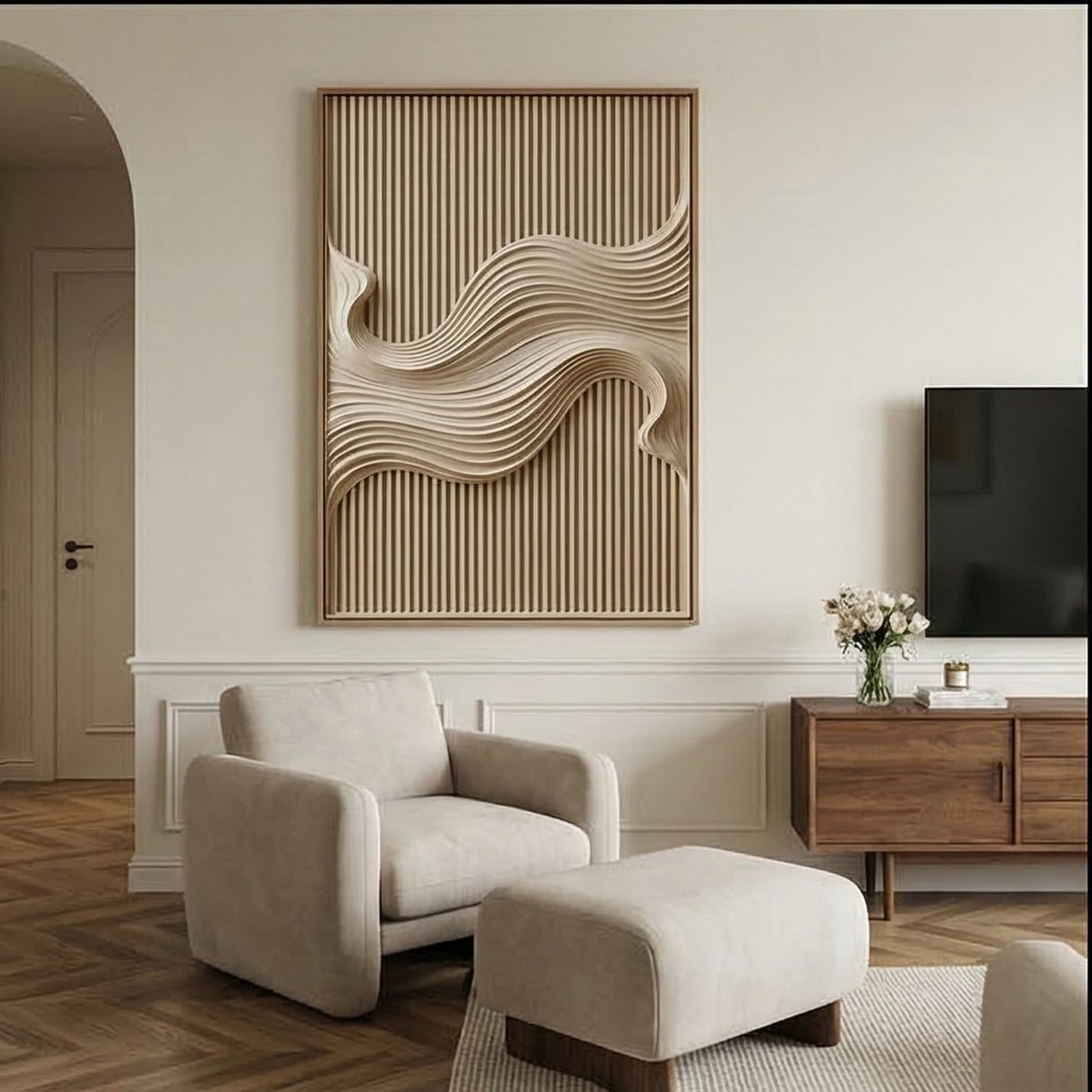 3D-Textured Art | Ivory Drift Line