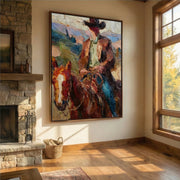 Vintage Americana Art | Crimson Steed Rider