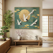 Impressionist Art | Moonlit Crane Harmony