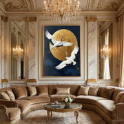 Impressionist Art | Moonlit Crane Duet