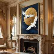 Impressionist Art | Moonlit Crane Duet