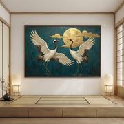 Impressionist Art | Moonlit Crane Duet