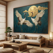 Impressionist Art | Moonlit Crane Duet