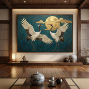 Impressionist Art | Moonlit Crane Duet