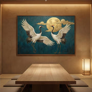 Impressionist Art | Moonlit Crane Duet