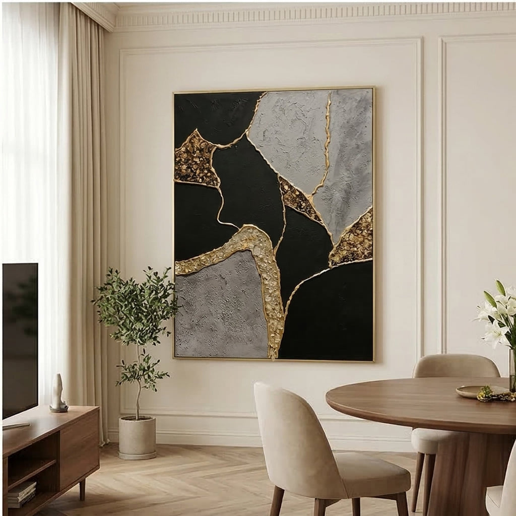 Contemporary Luxe Art | Gilded Stone Divide