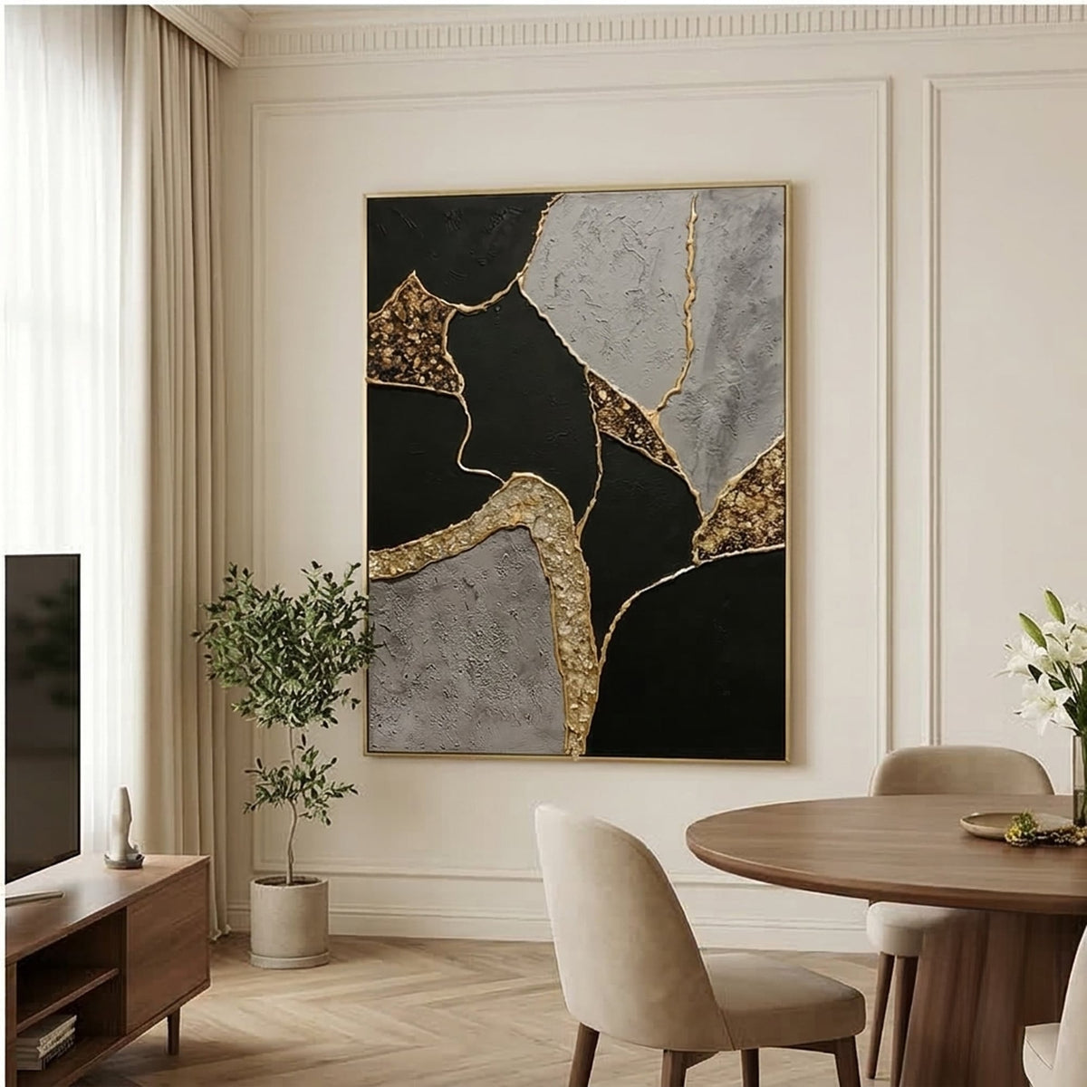 Contemporary Luxe Art | Gilded Stone Divide
