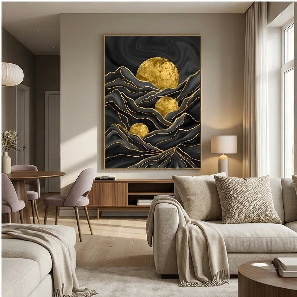 Contemporary Luxe Art | Golden Horizon Echo