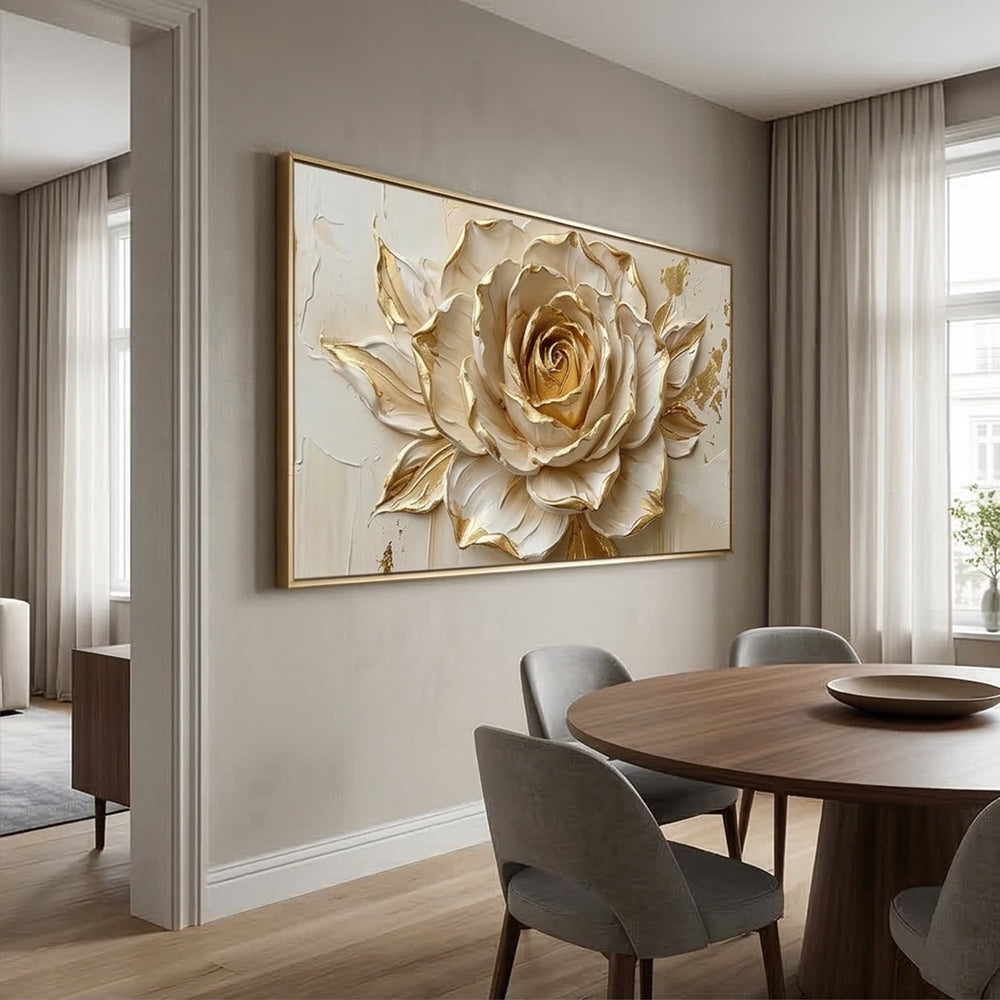Contemporary Luxe Art | Gilded Rose Bloom