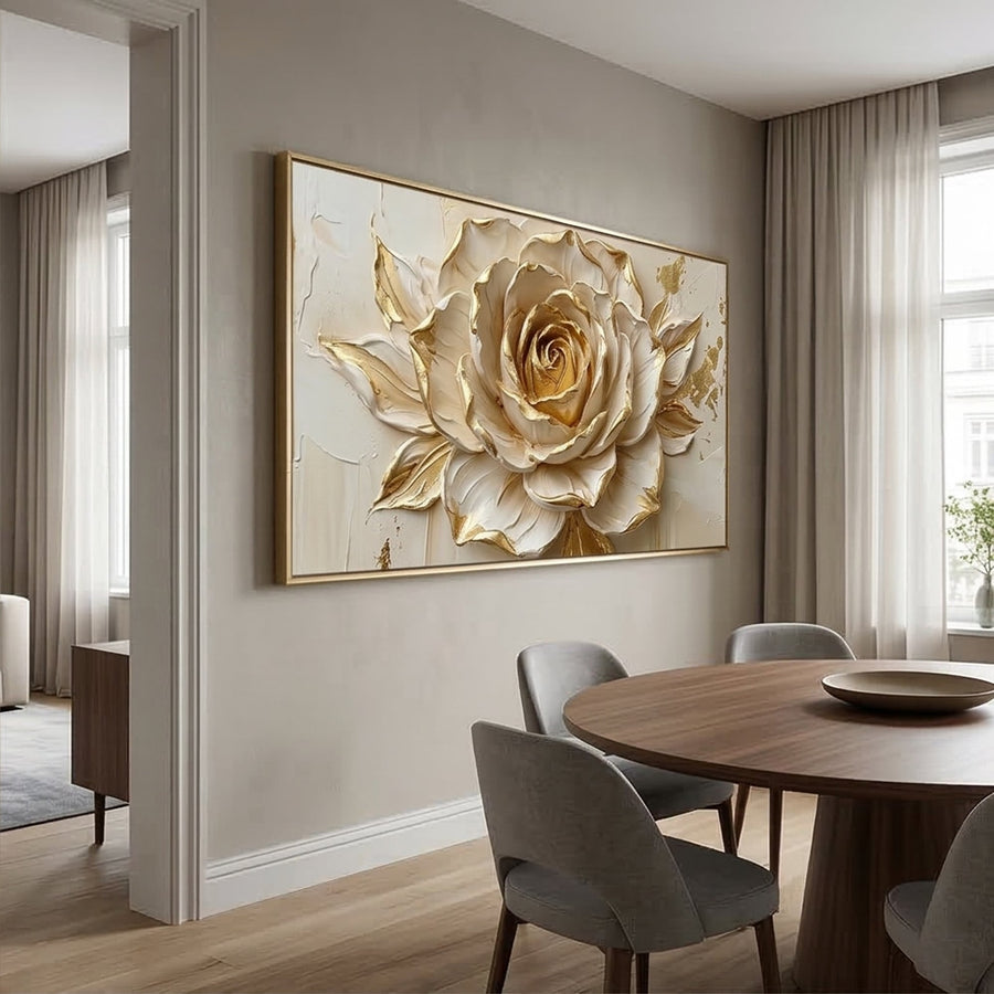 Contemporary Luxe Art | Gilded Rose Bloom