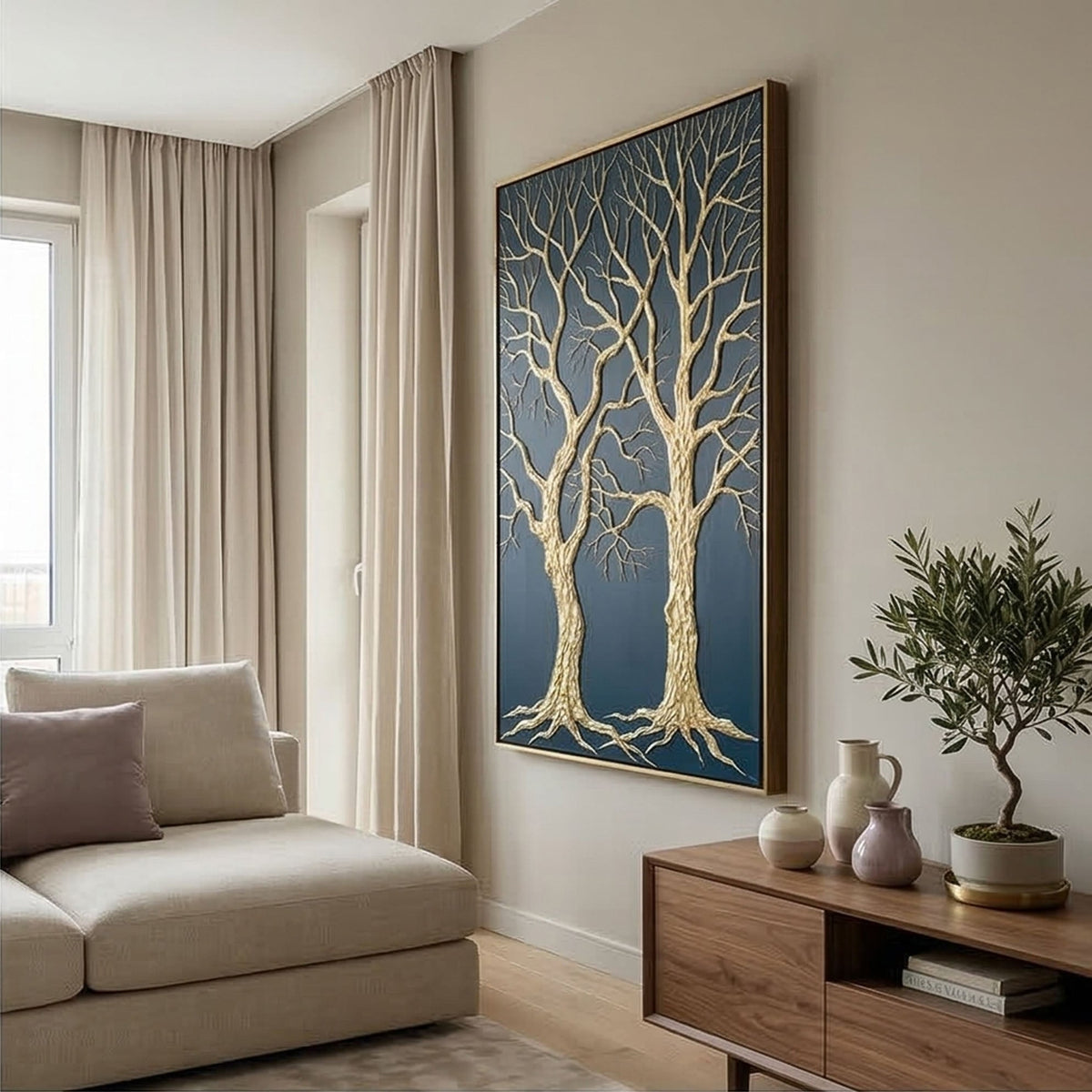 Contemporary Luxe Art | Gilded Midnight Grove