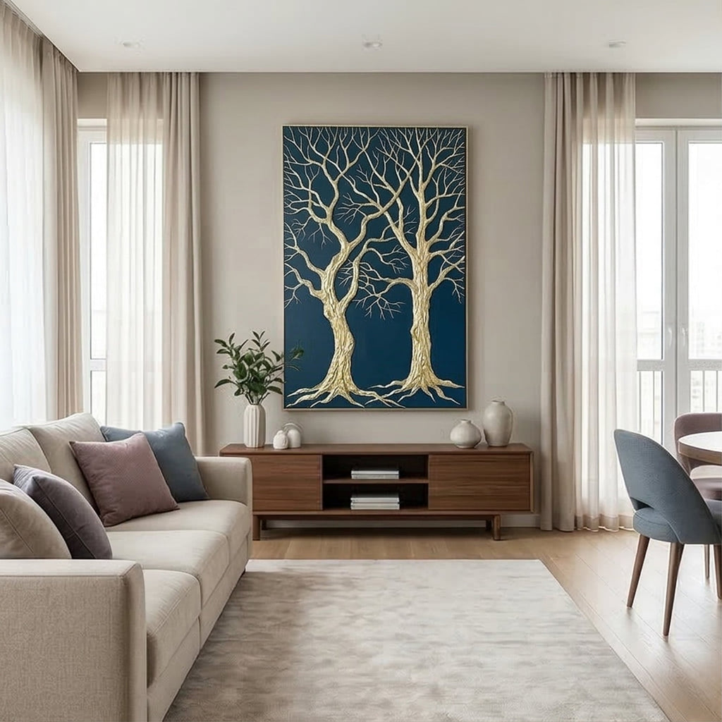 Contemporary Luxe Art | Gilded Midnight Grove